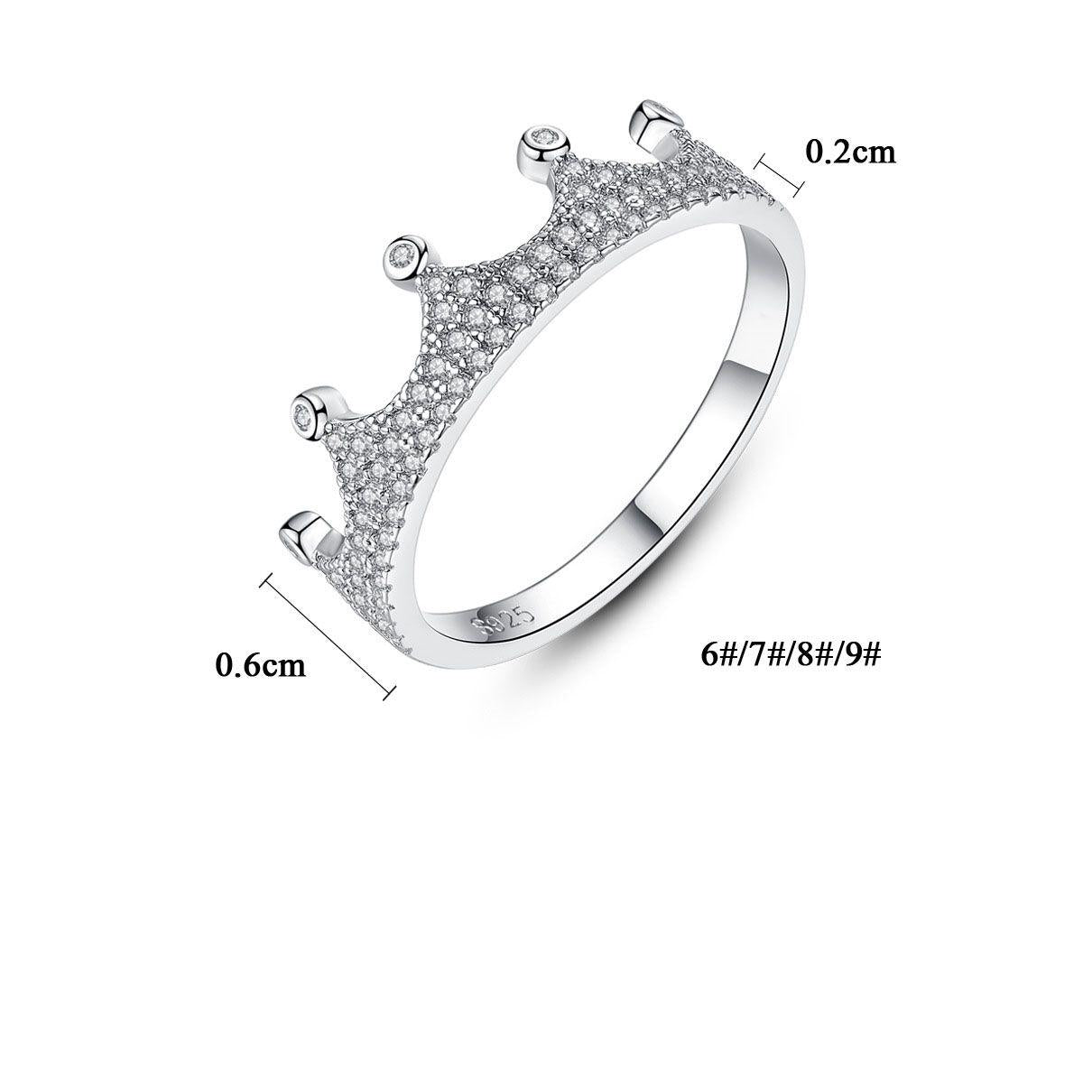 beautiful cz crown 925 sterling silver ring women