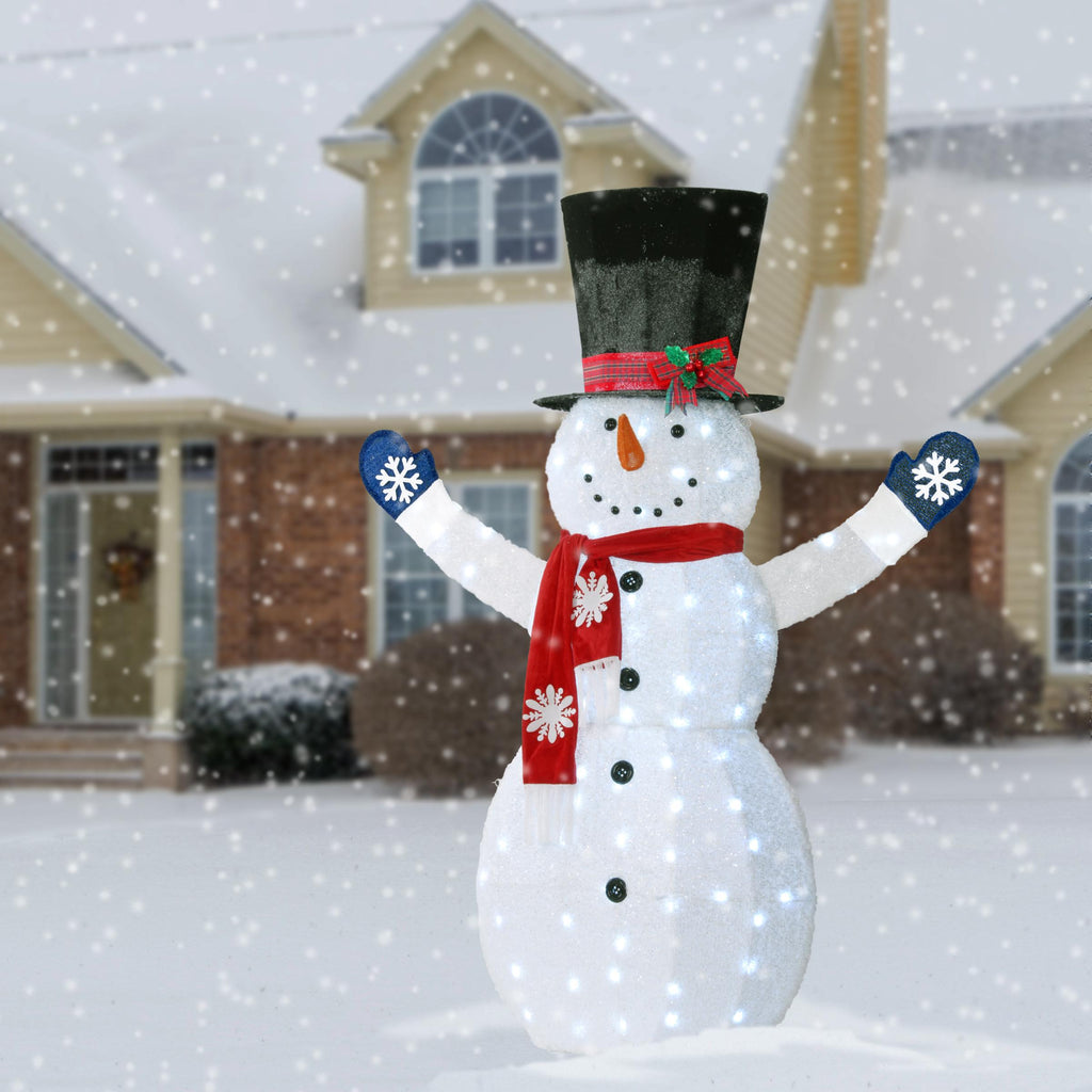72" Snowman Decoration with White LED Lights