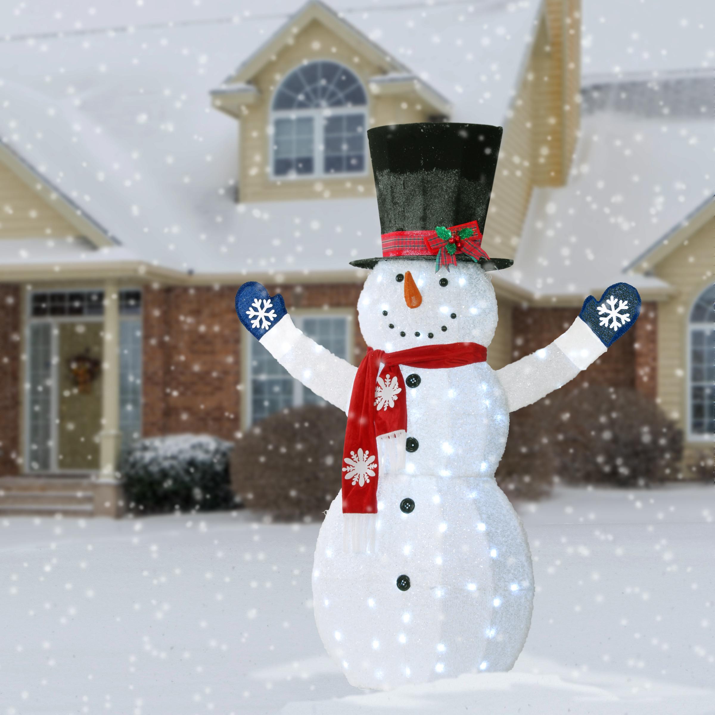 72" Snowman Decoration with White LED Lights