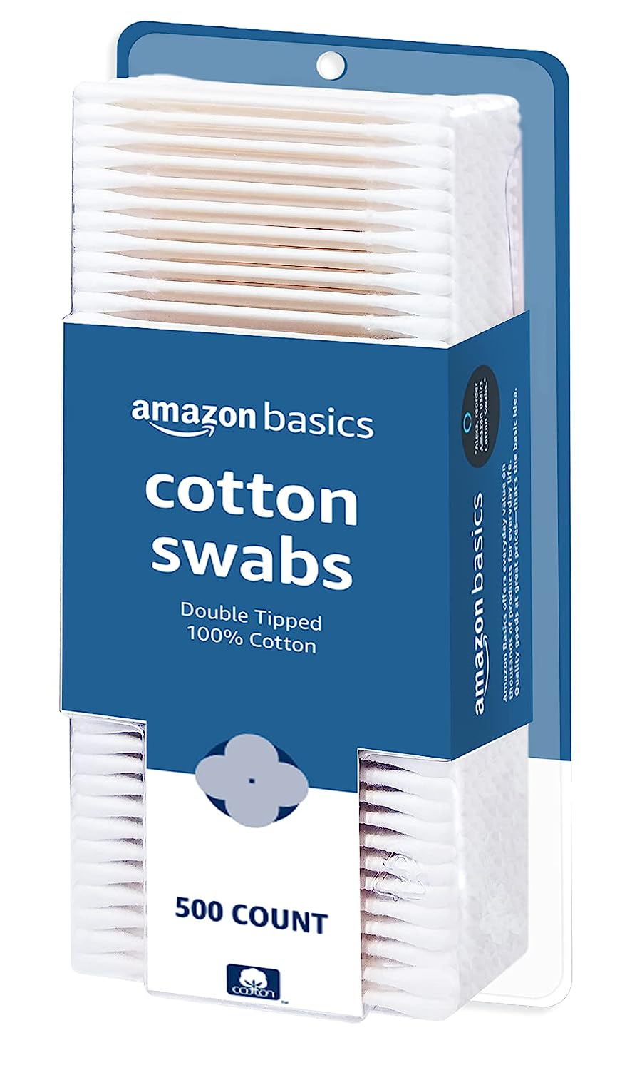 Amazon Basics Cotton Swabs, 2000 Count (4 Packs of 500) (Previously Solimo)