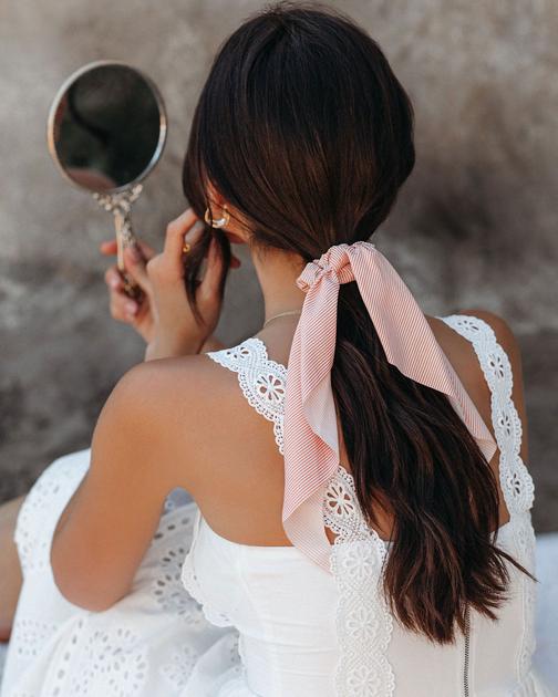 Augusta Striped Hair Scrunchie - Orange