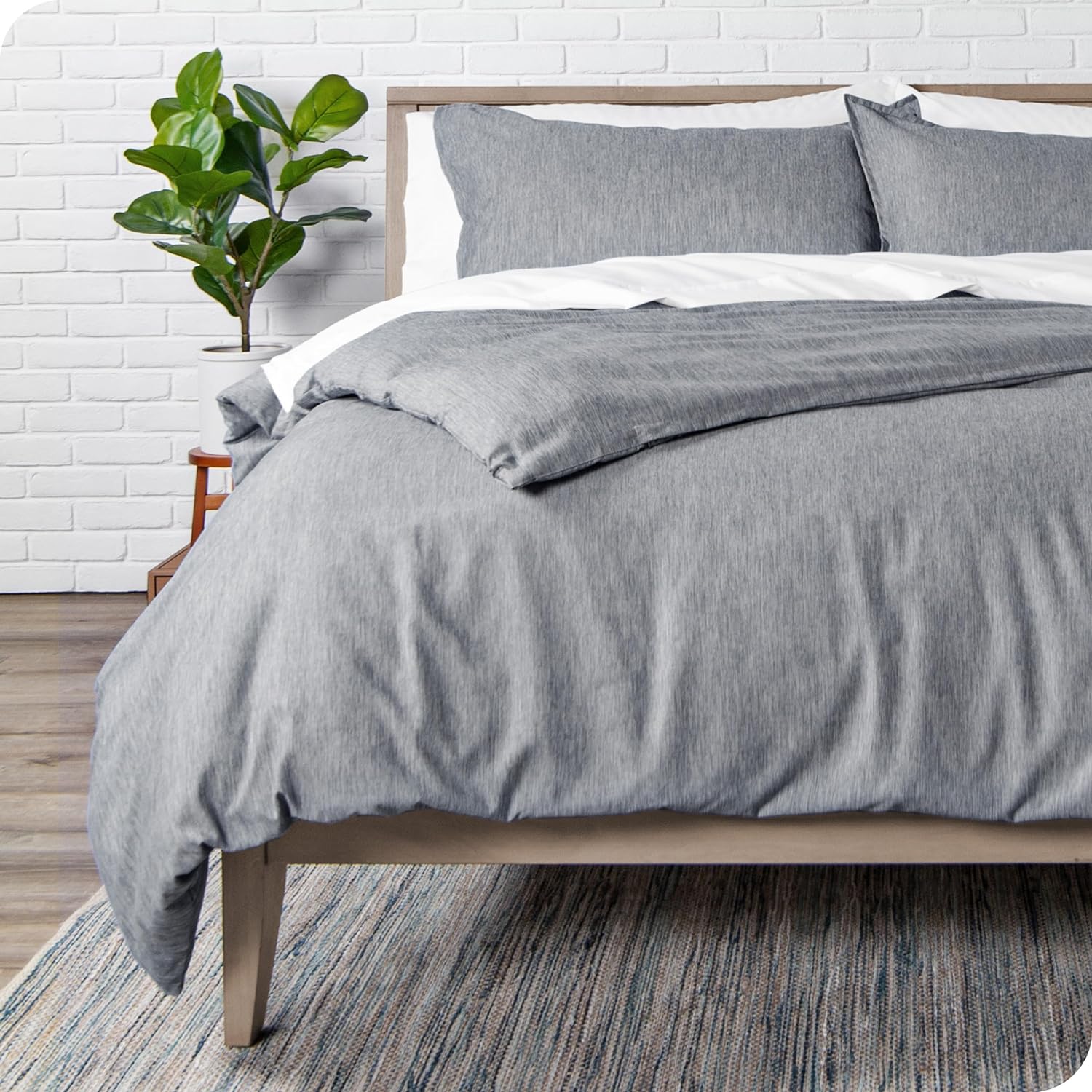 Bare Home Bedding Duvet Cover Queen Size - Premium 1800 Super Soft Duvet Covers Collection - Lightweight, Duvet Cover - Soft Textured Bedding Duvet Cover (Queen, Heathered Charcoal)