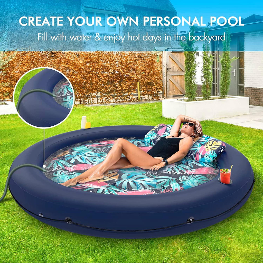 lusvnex tanning pool lounger float, suntan tub for sunbathing, inflatable pool floats adult size for outdoor, backyard, swimming pool