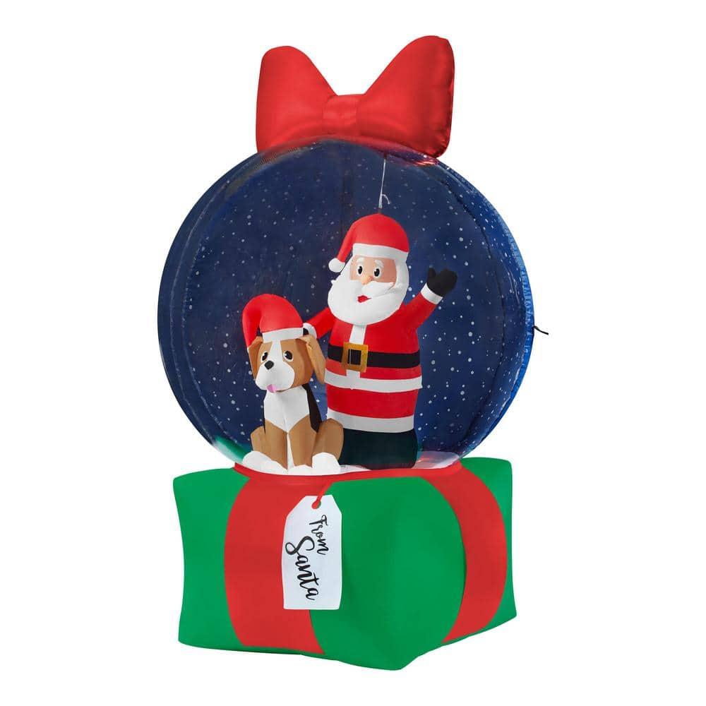 6.5 ft Santa and Dog in Snow Globe Holiday Inflatable