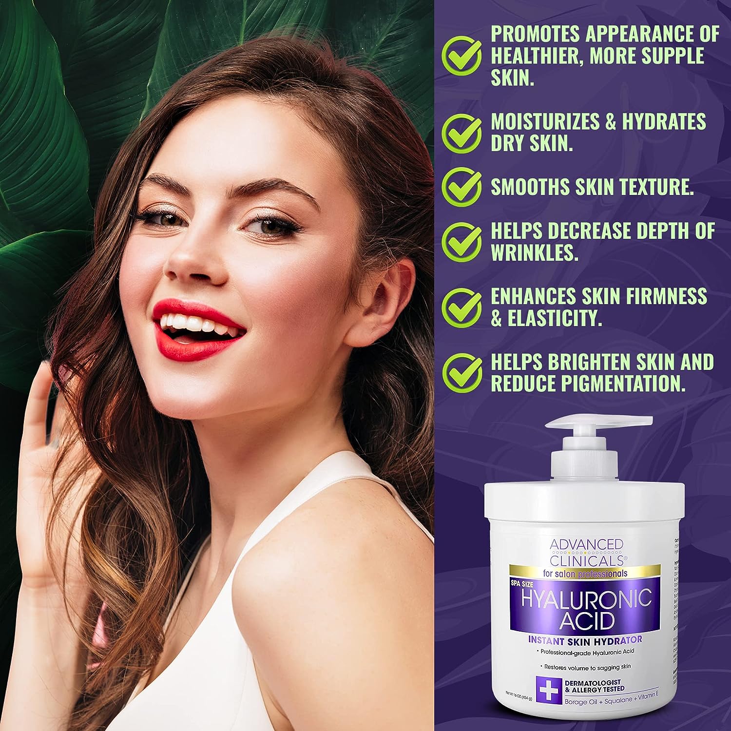 Advanced Clinicals Collagen Cream + Hyaluronic Acid Lotion Moisturizer Face &amp; Body Skin Care Set. Collagen Lotion Restores Sagging Skin &amp; Hyaluronic Acid Anti Aging Cream Hydrates Dry Skin, 2-Pack