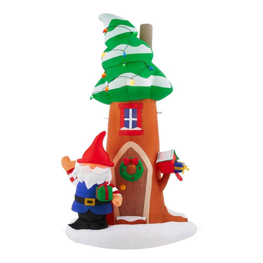 8 ft Gnome With Christmas Tree House Holiday Inflatable
