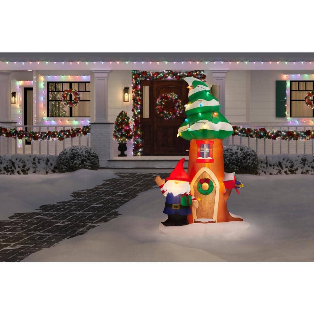 8 ft Gnome With Christmas Tree House Holiday Inflatable