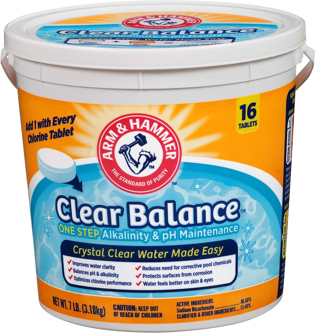 ARM &amp; HAMMER Clear Balance Swimming Pool Alkalinity &amp; pH Maintenance Tablets, White, 1 Pack, 16 Count