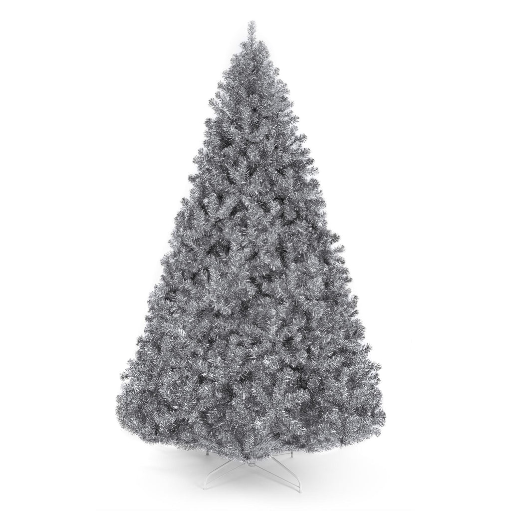 7.5ft Artificial Silver Tinsel Christmas Tree Holiday Decoration w/ 1,749 Branch Tips, Stand