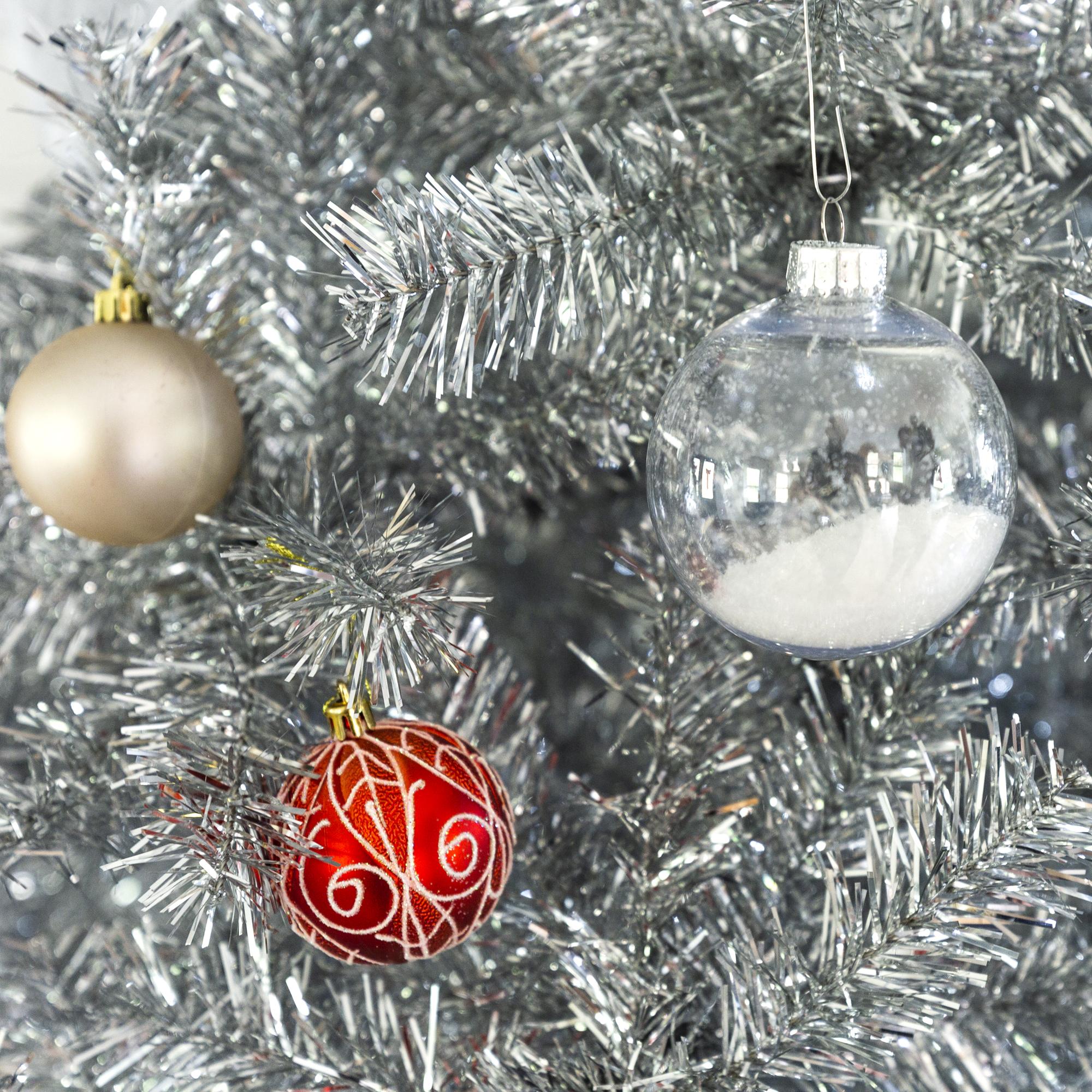 7.5ft Artificial Silver Tinsel Christmas Tree Holiday Decoration w/ 1,749 Branch Tips, Stand