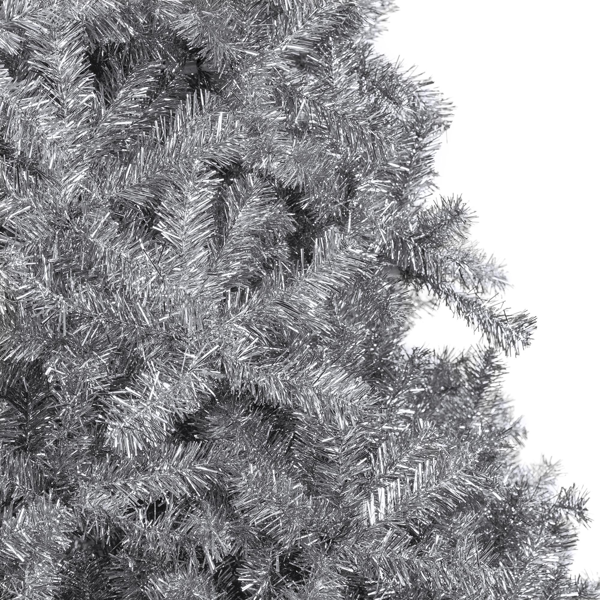 7.5ft Artificial Silver Tinsel Christmas Tree Holiday Decoration w/ 1,749 Branch Tips, Stand
