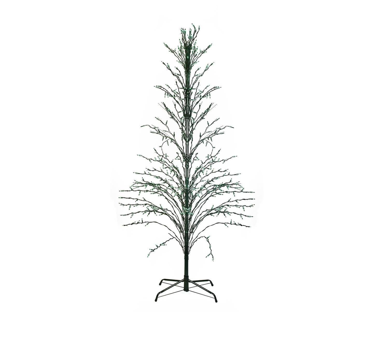 6' Green Lighted Christmas Cascade Twig Tree Outdoor Yard Art Decoration - Green Lights