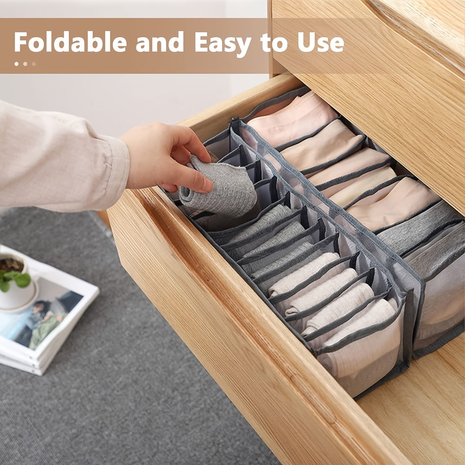Bra &amp; Panty Organizer, Foldable Underwear StoraBox, Drawer Closet StoraDivider For Tie, Lingerie, Socks