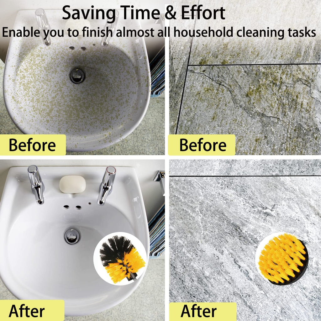 5/8/22pcs, Drill Brush Attachment Set, 7 Pack 1/4in Power Scrubber Brush + Extend Long Attachment, Brush Drill Attachment, Power Cleaning Scrub Brush For Bathroom, Tub, Tile, Corner, Floor