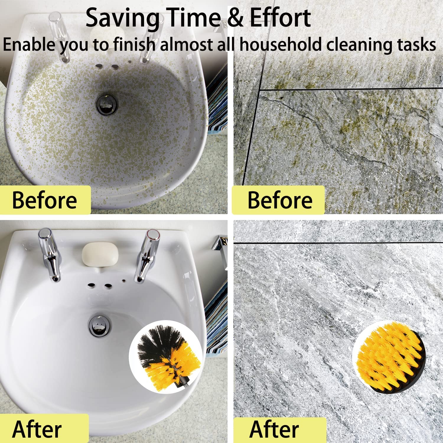 5/8/22pcs, Drill Brush Attachment Set, 7 Pack 1/4in Power Scrubber Brush + Extend Long Attachment, Brush Drill Attachment, Power Cleaning Scrub Brush For Bathroom, Tub, Tile, Corner, Floor