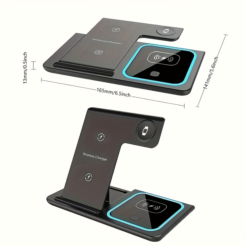 3 In 1 Fast Charging Station, Folding Wireless Charger Stand For  14,13,12,11/Pro/Max/Mini/Plus, X, XR, XS/Max, SE, 8/Plus, For IWatch 1-8, For Airpods 3/2/Pro