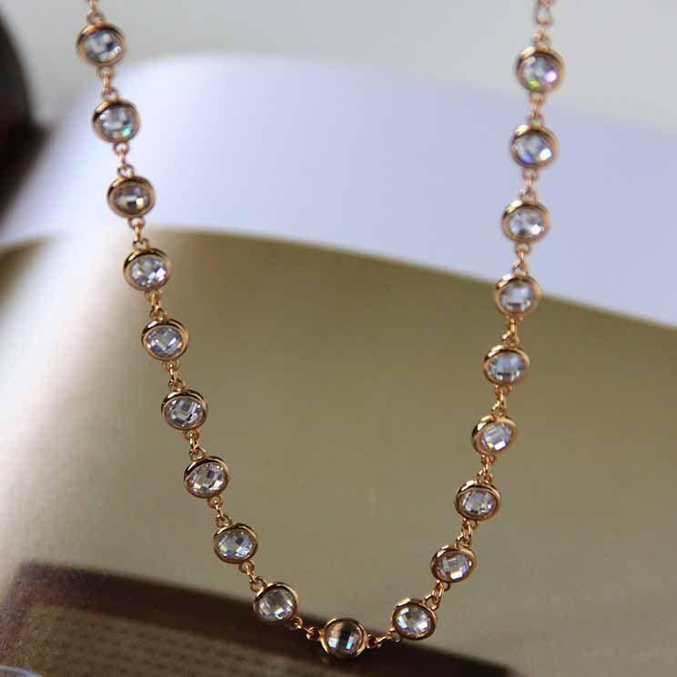 beautiful round cz 925 sterling silver choker necklace