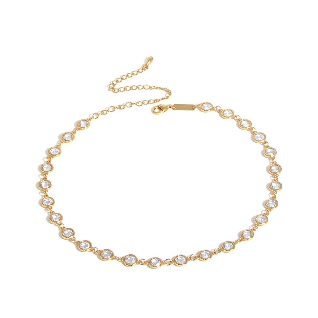 beautiful round cz 925 sterling silver choker necklace