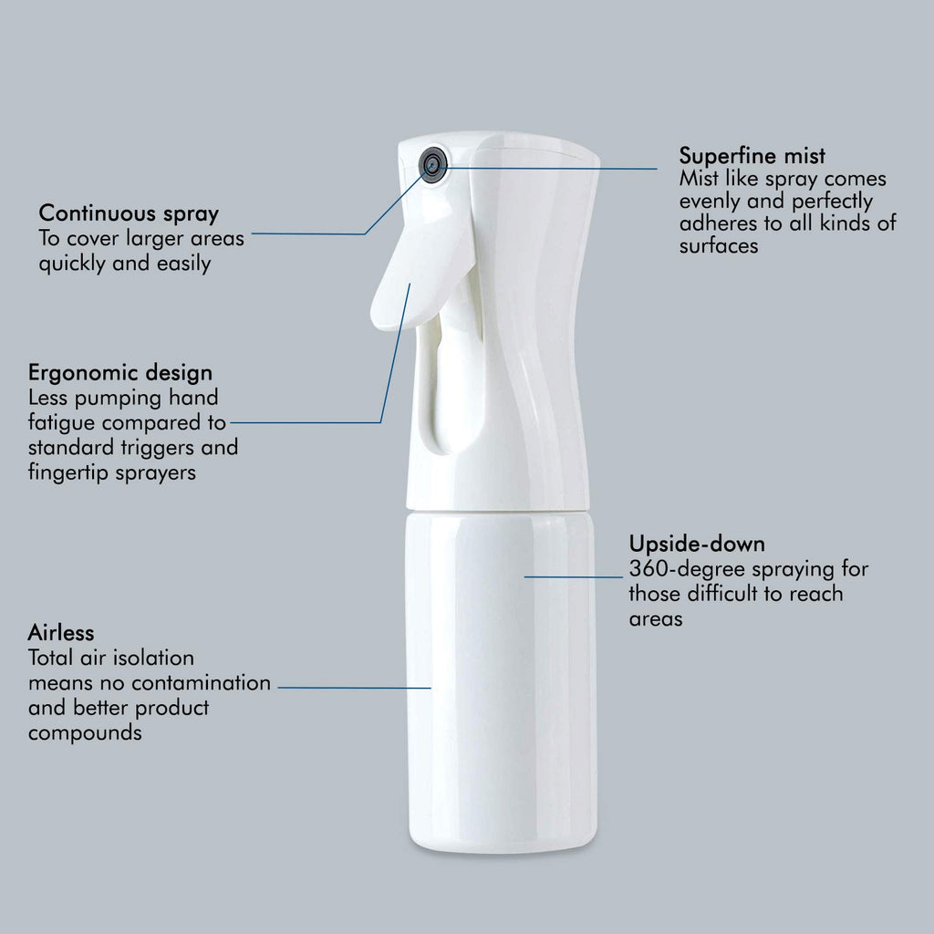BeautifyBeauties Hair Spray Bottle – Ultra Fine Continuous Water Mister for Hairstyling, Cleaning, Plants, Misting &amp; Skin Care (5 Ounce White 3Pack)