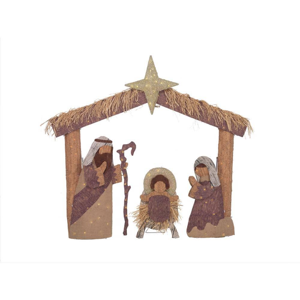 5 ft Warm White LED Nativity Scene Holiday Yard Decoration