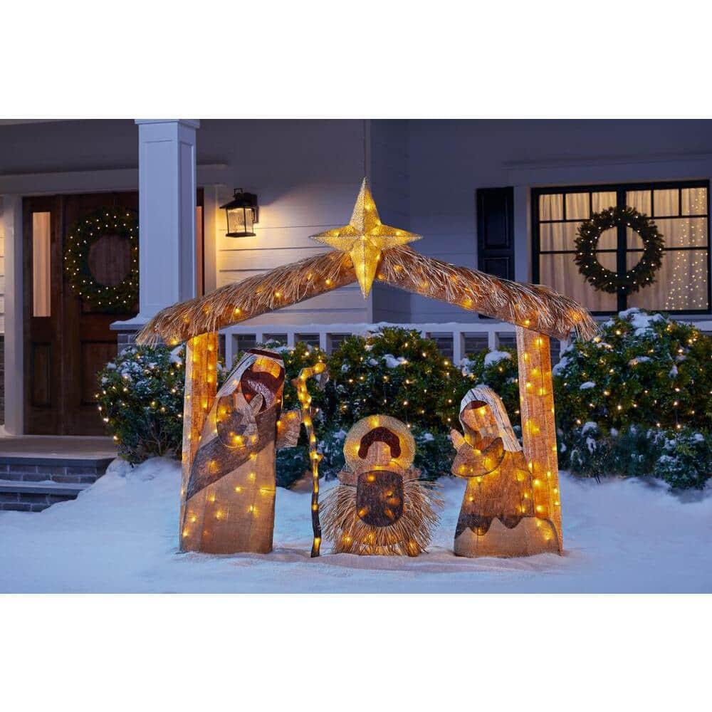 5 ft Warm White LED Nativity Scene Holiday Yard Decoration