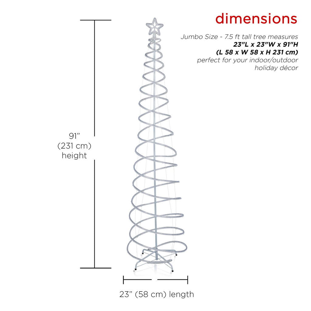 Alpine Corporation 91" Indoor/Outdoor Spiral Christmas Tree with LED Lights, White