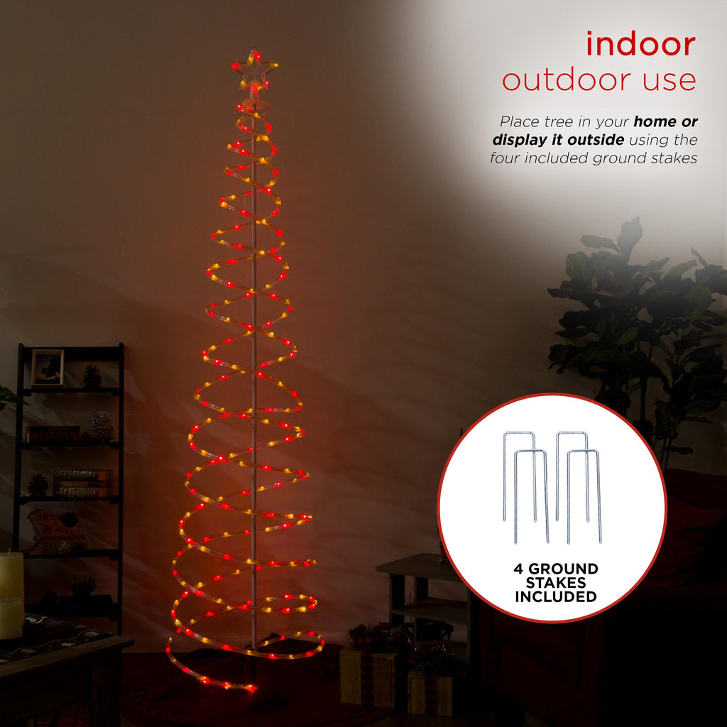 Alpine Corporation 91" Indoor/Outdoor Spiral Christmas Tree with LED Lights, White