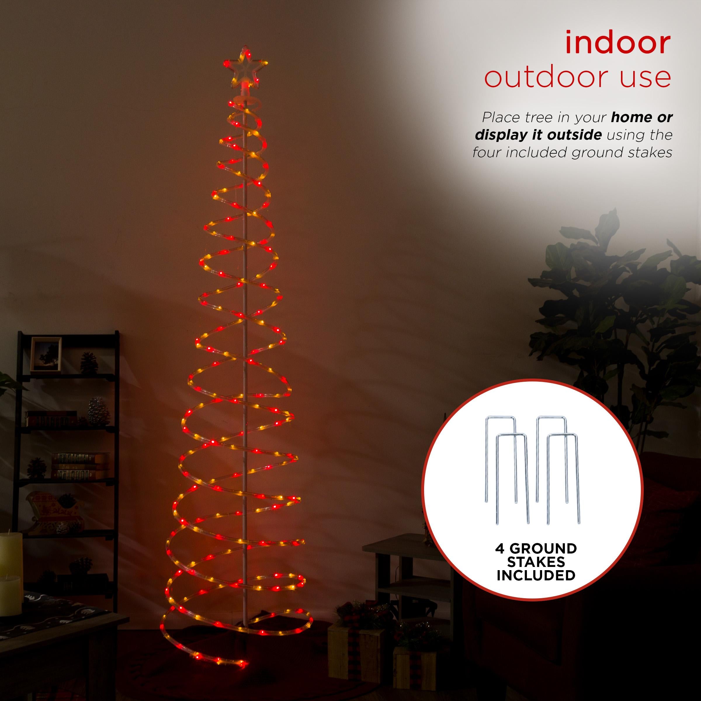 Alpine Corporation 91" Indoor/Outdoor Spiral Christmas Tree with LED Lights, White