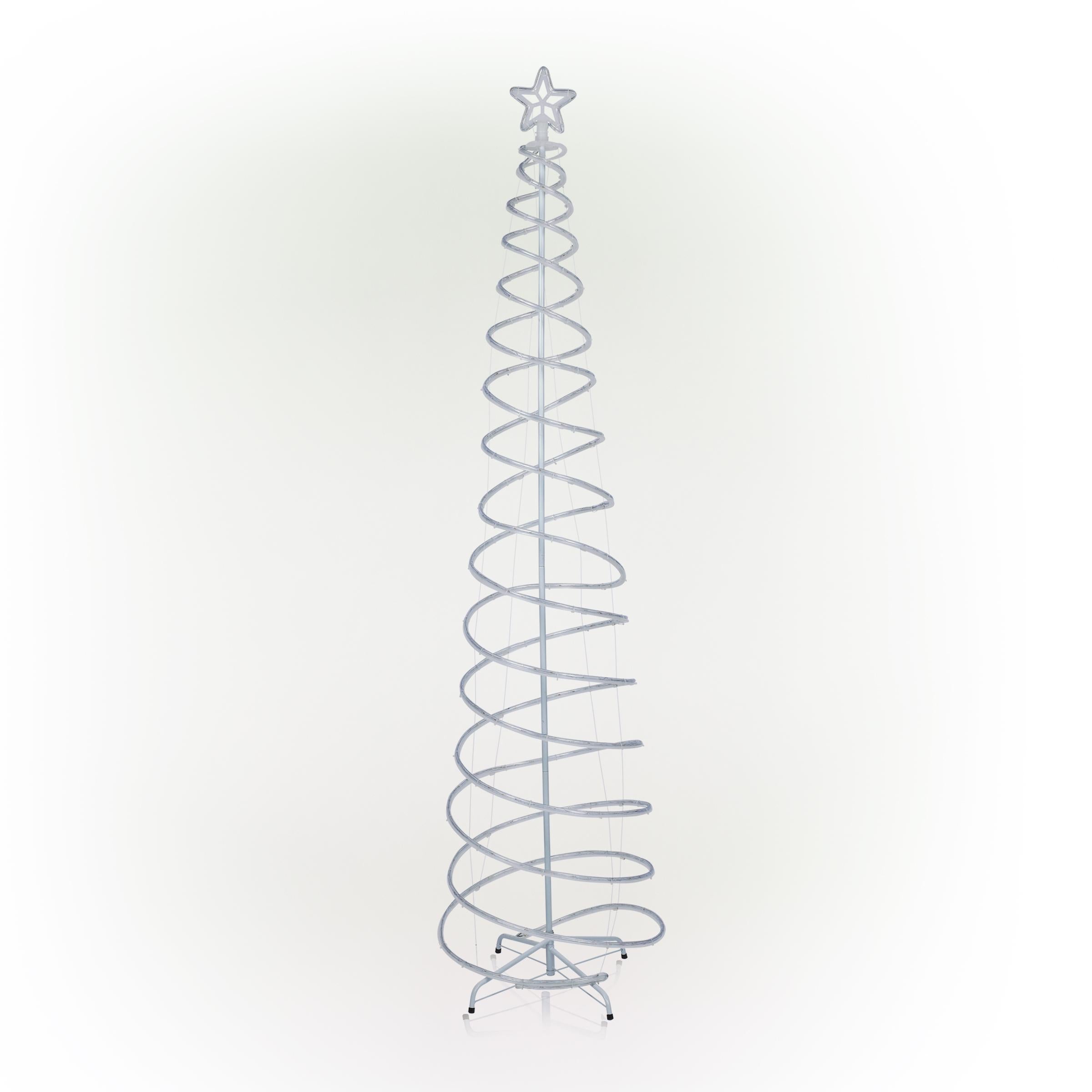 Alpine Corporation 91" Indoor/Outdoor Spiral Christmas Tree with LED Lights, White