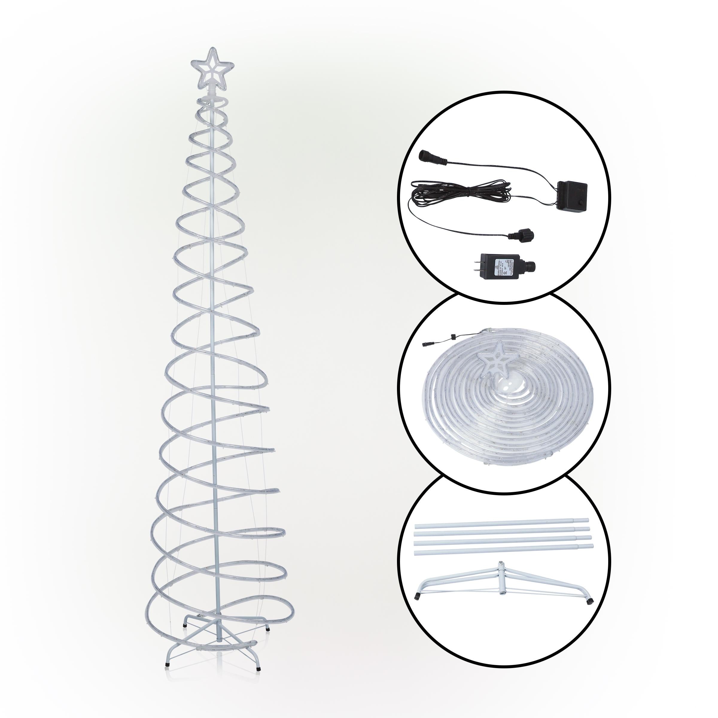 Alpine Corporation 91" Indoor/Outdoor Spiral Christmas Tree with LED Lights, White