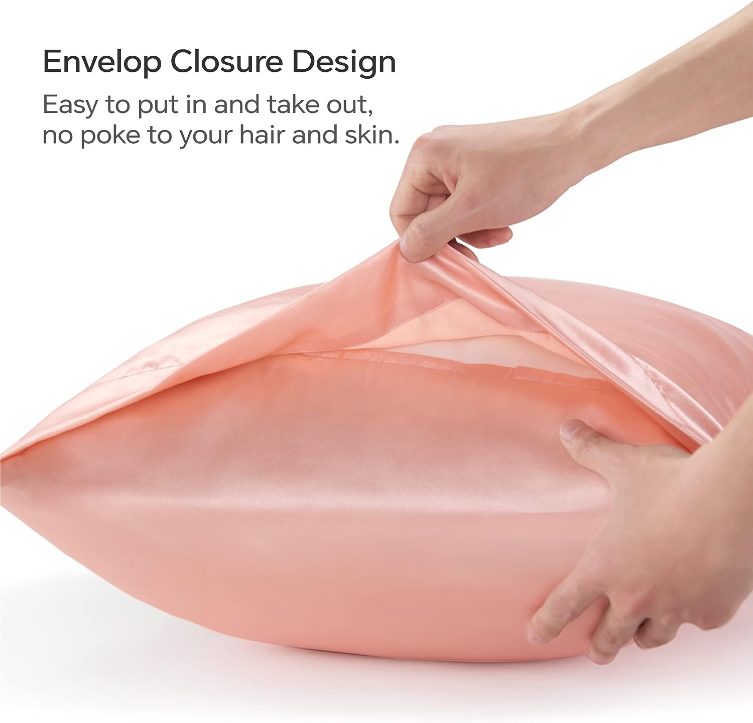 BEDELITE Satin Silk Pillowcase for Hair and Skin, Coral Pillow Cases Standard Size Set of 2 Pack, Super Soft Pillow Case with Envelope Closure (20x26 Inches)