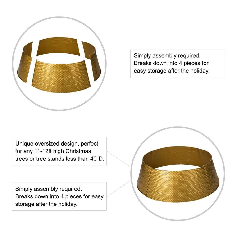 40.5 in. D Christmas Gold Hammered Metal Tree Collar (KD)