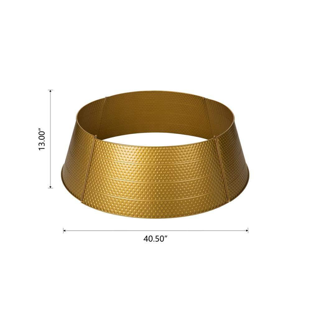 40.5 in. D Christmas Gold Hammered Metal Tree Collar (KD)