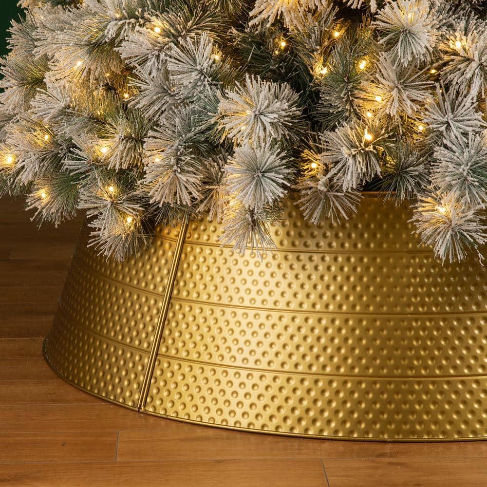 40.5 in. D Christmas Gold Hammered Metal Tree Collar (KD)