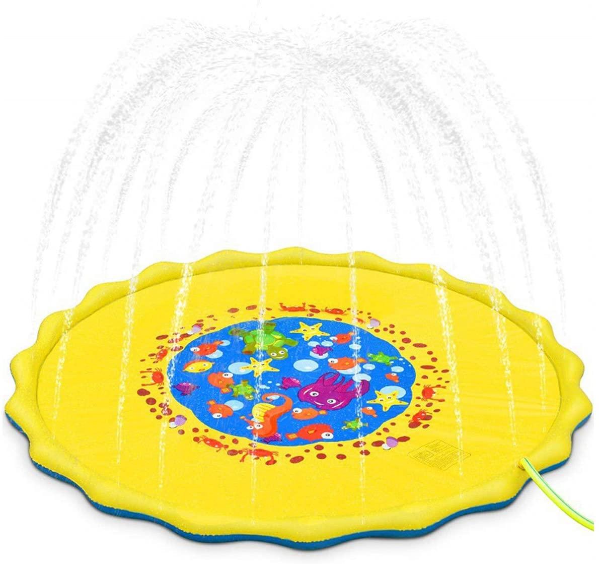 AYYSHOP 170CM Sprinkler Pad for Kids, Outdoor Sprinkle Water Play Mat Party Sprinkler Splash Pad, Durable PVC Splash Play Mat Water Toys Summer Outdoor Swimming Pool for Babies and Toddlers