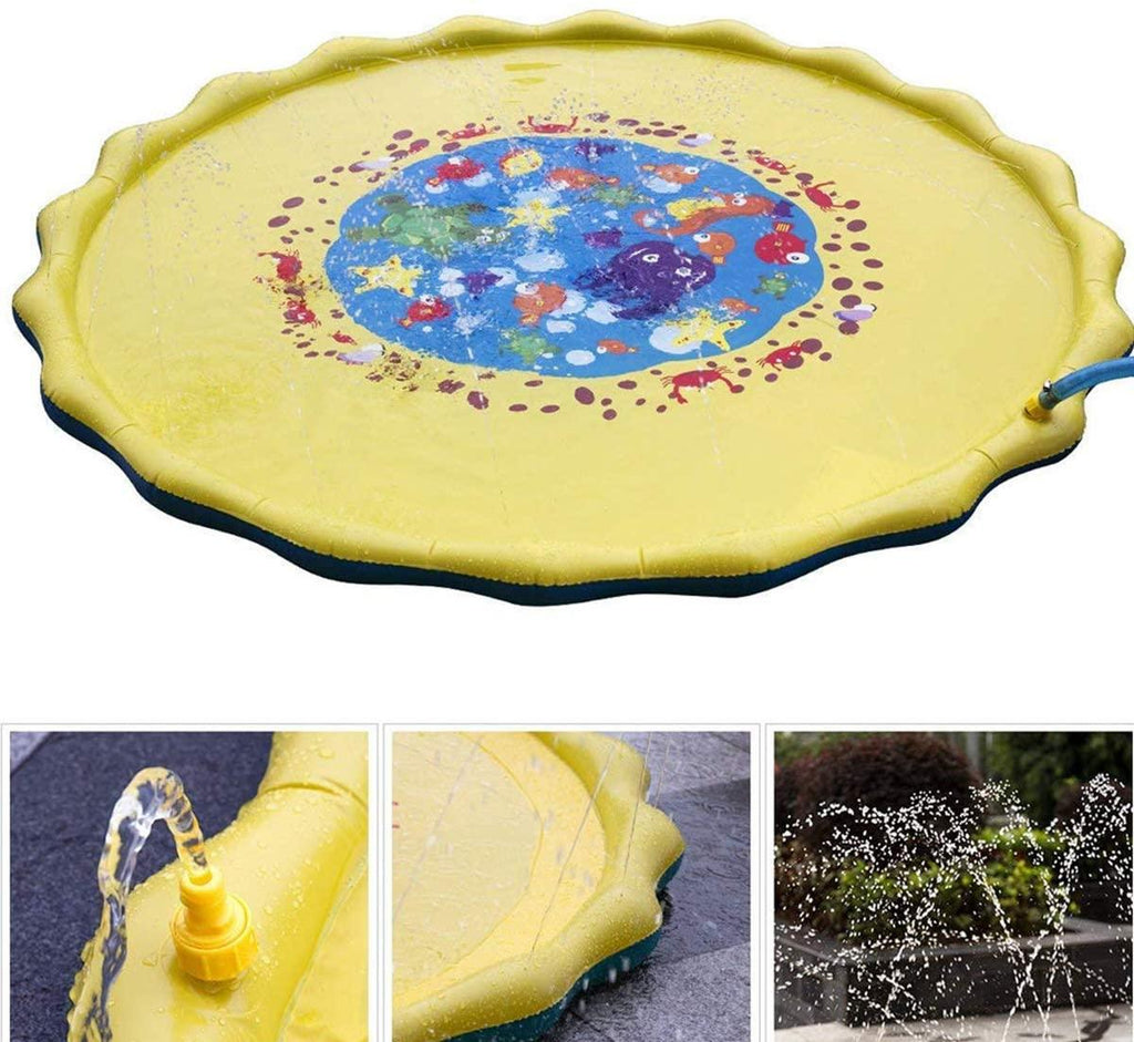 AYYSHOP 170CM Sprinkler Pad for Kids, Outdoor Sprinkle Water Play Mat Party Sprinkler Splash Pad, Durable PVC Splash Play Mat Water Toys Summer Outdoor Swimming Pool for Babies and Toddlers