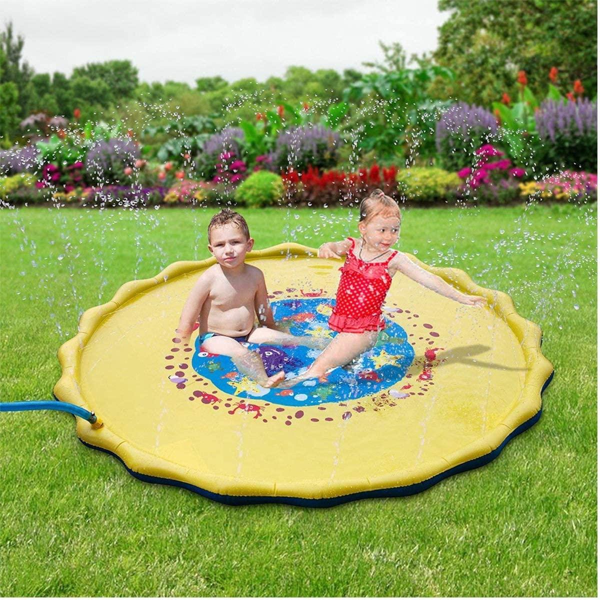 AYYSHOP 170CM Sprinkler Pad for Kids, Outdoor Sprinkle Water Play Mat Party Sprinkler Splash Pad, Durable PVC Splash Play Mat Water Toys Summer Outdoor Swimming Pool for Babies and Toddlers