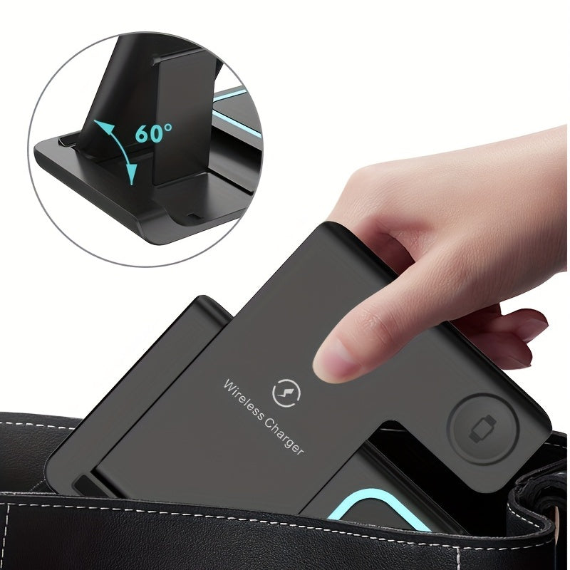 3 In 1 Fast Charging Station, Folding Wireless Charger Stand For  14,13,12,11/Pro/Max/Mini/Plus, X, XR, XS/Max, SE, 8/Plus, For IWatch 1-8, For Airpods 3/2/Pro