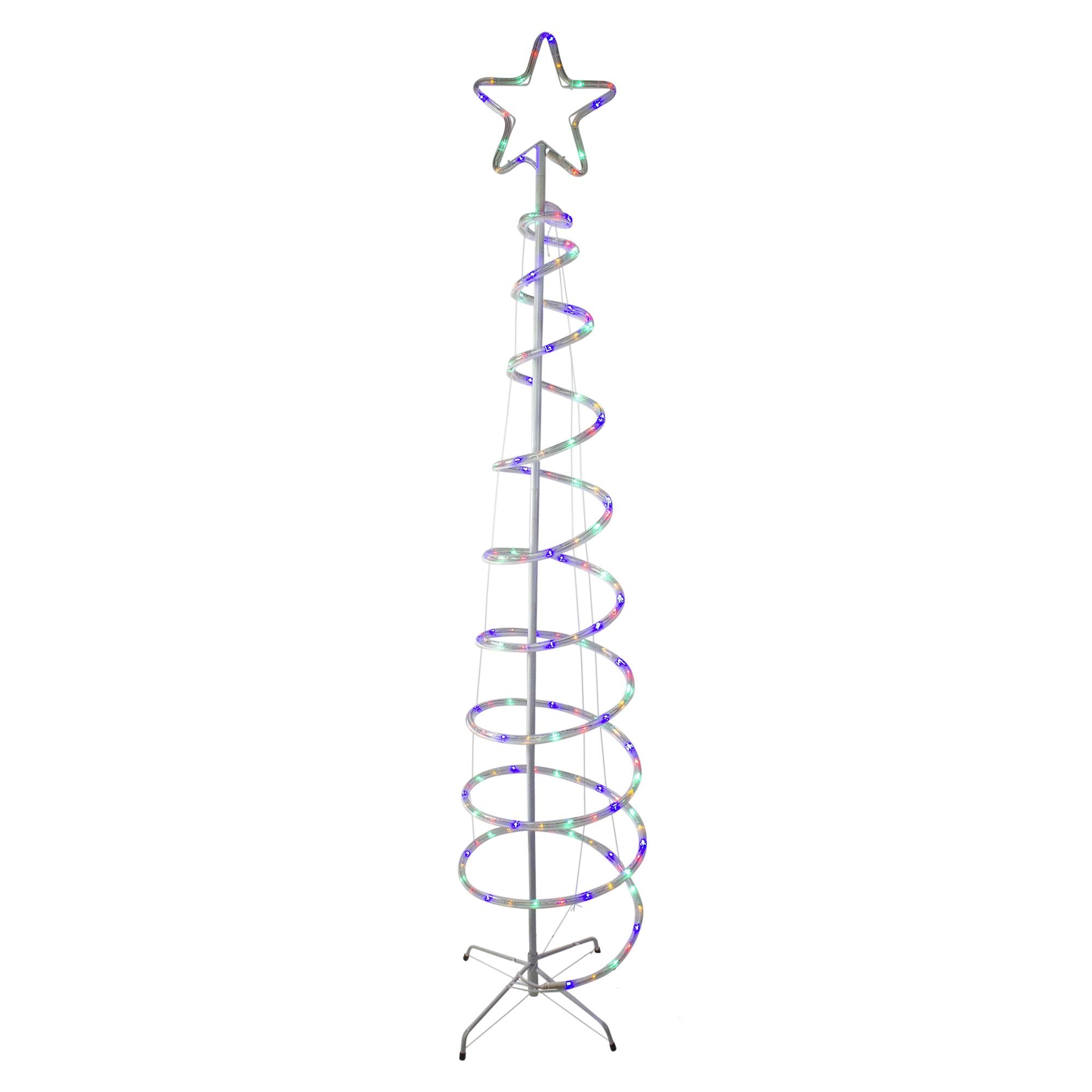 7' Pre-Lit Slim Spiral Rope Light Christmas Tree Outdoor Decor - Multicolor LED Lights