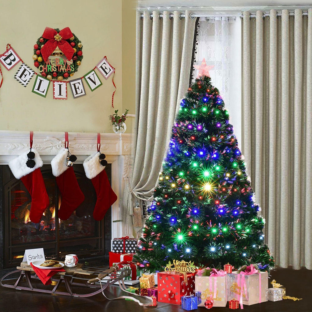 5' / 6' / 7' Multicolor LED Fiber Optic Artificial Christmas Tree-5'