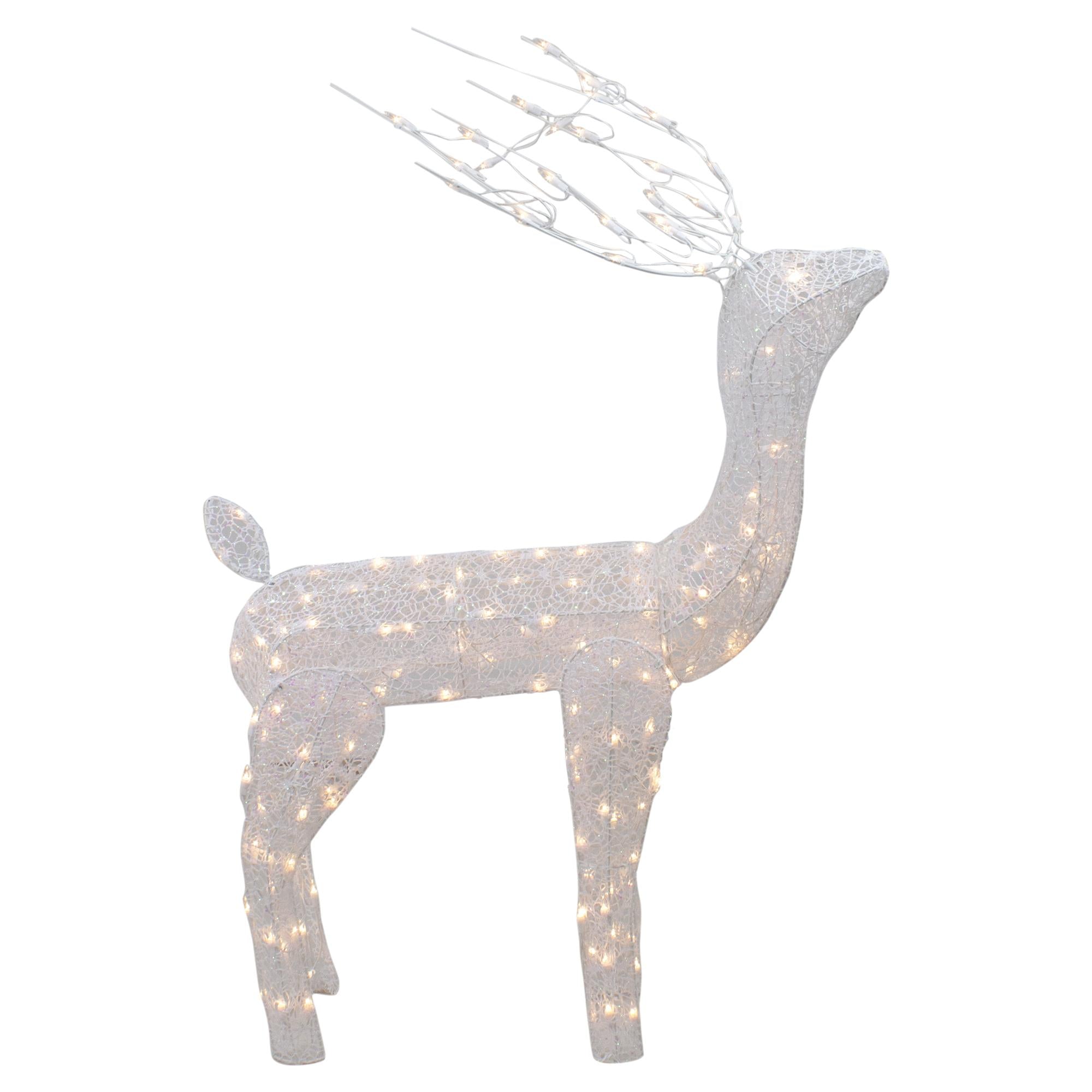 48-Inch Lighted White Mesh Buck Outdoor Christmas Decoration - Clear Lights