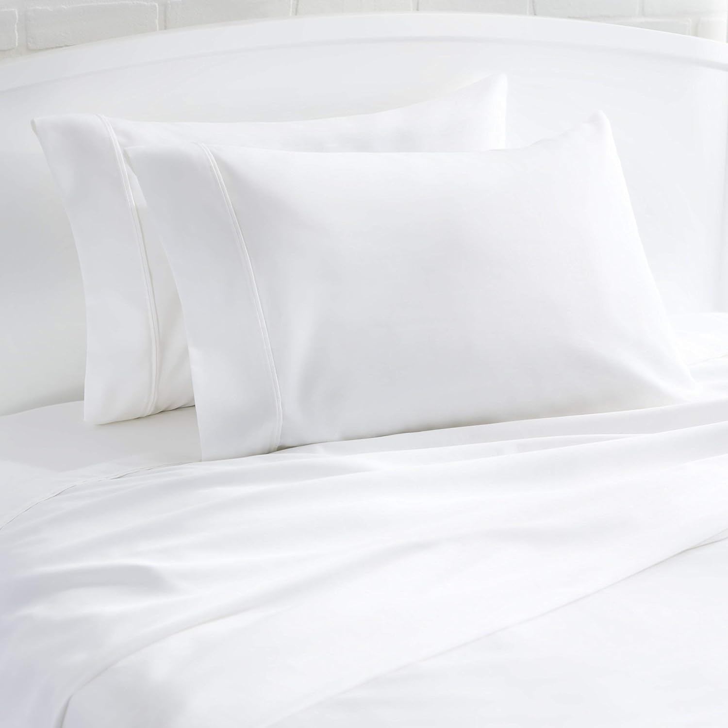 Basics 400 Thread Count Cotton Pillow Case, Standard, 30" L x 20" W, White - Set of 2