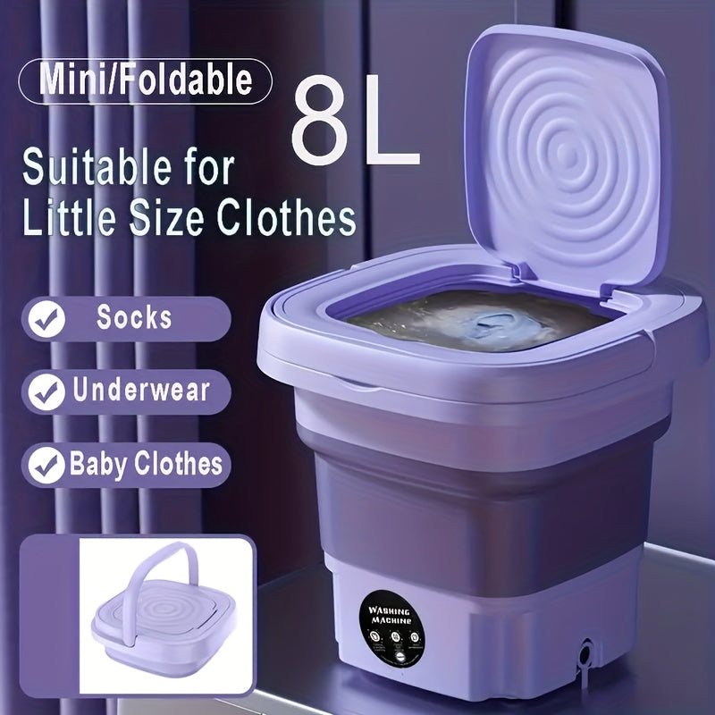 8L Foldable Mini Washing Machine: Fully Automatic Portable &amp; Compact For Baby &amp; Toddler Clothes, Underwear, Panties &amp; Socks!