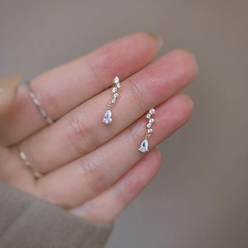 beautiful cz waterdrop 925 sterling silver dangling earrings