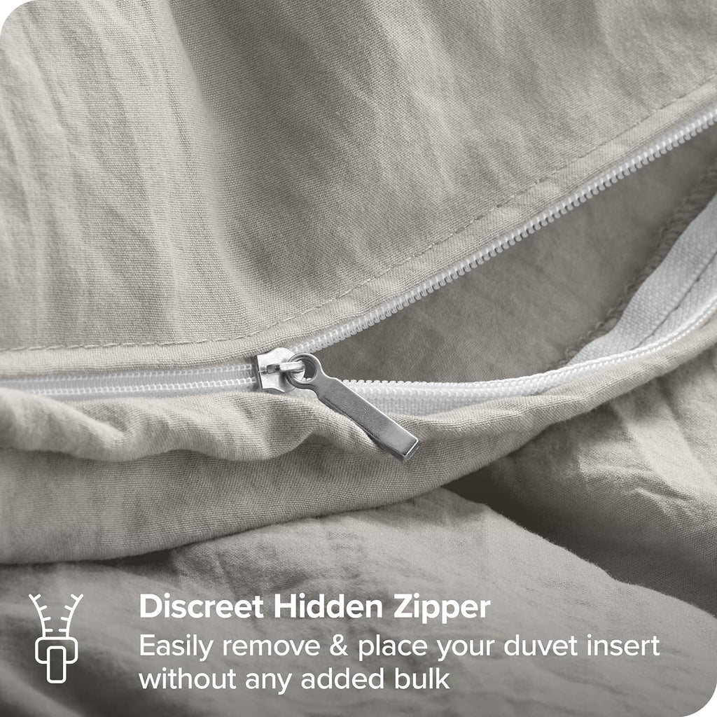 Bare Home Sandwashed Bedding Duvet Cover - Queen Size - Premium 1800 Ultra-Soft Brushed Microfiber - Easy Care (Queen, Sandwashed Fog)