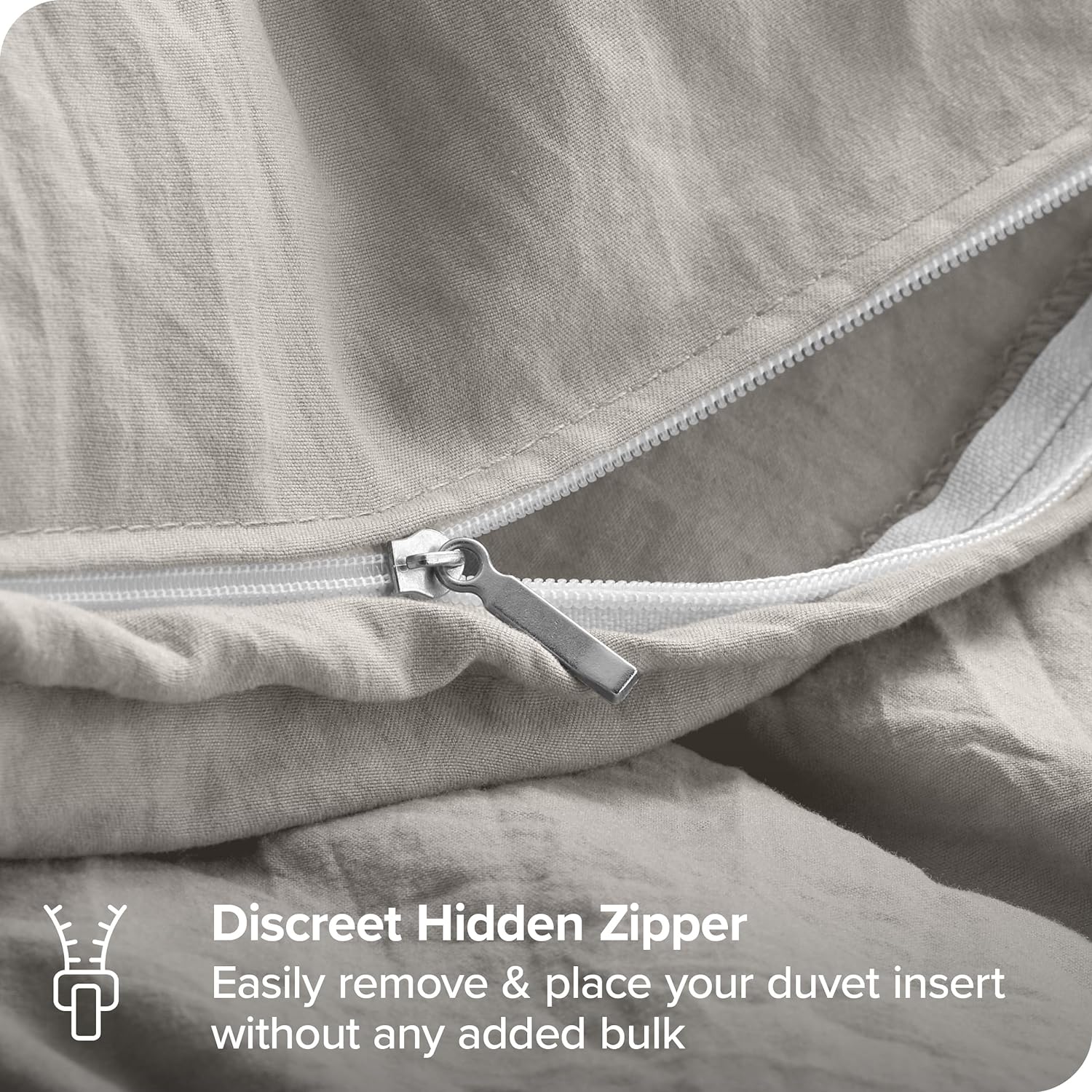 Bare Home Sandwashed Bedding Duvet Cover - Queen Size - Premium 1800 Ultra-Soft Brushed Microfiber - Easy Care (Queen, Sandwashed Fog)