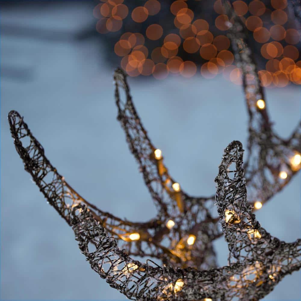 67 in Warm White LED Meadow Frost Brown Buck Holiday Yard Decoration