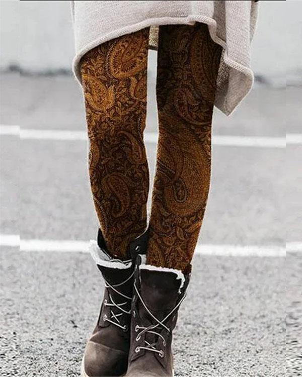 boho vintage print leggings casual milk fabric pants
