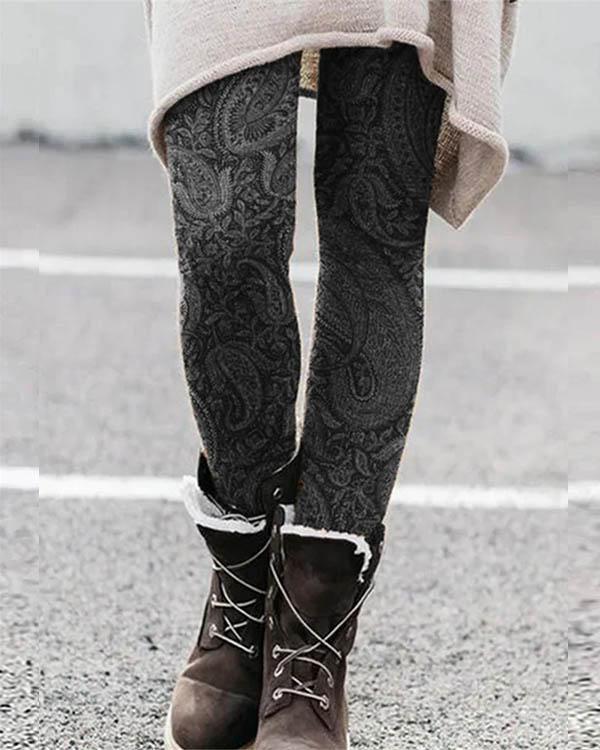 boho vintage print leggings casual milk fabric pants