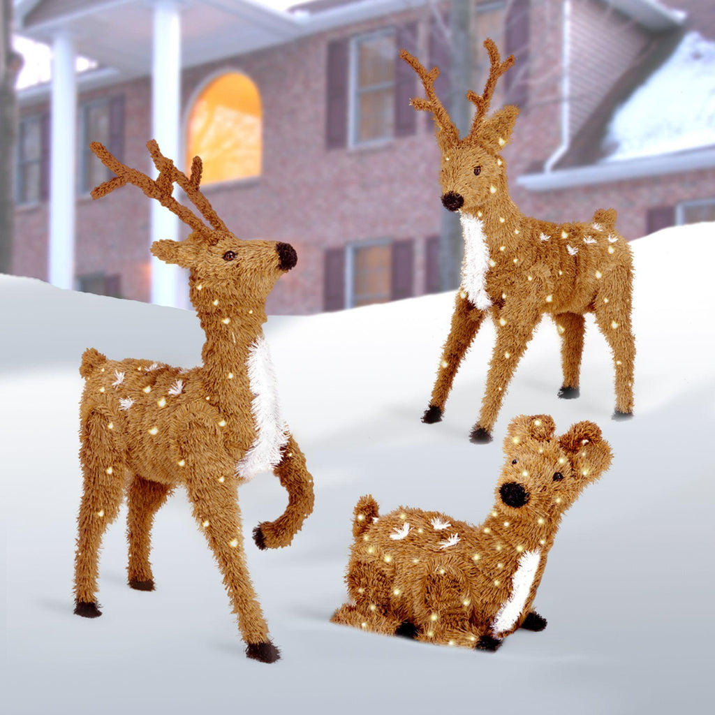 24" Creative Images Brown Resting Reindeer with Spots - Clear Lights